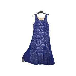Sleeveless Blue Lace Stretch Dress By Connie K Size L